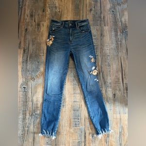Embroidered Flower Jeans